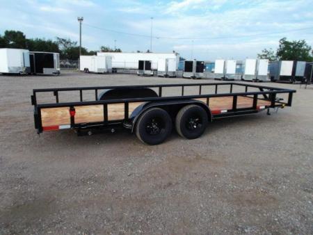 New 2027 J&C Trailers 83x20 Utility Trailer / Lowboy Trailer / 5ft Slide Out Ramps / Electric Brakes / 2" Bulldog Coupler / Heavy Duty Pipetop