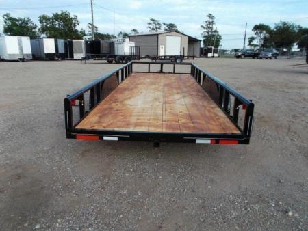 New 2027 J&C Trailers 83x20 Utility Trailer / Lowboy Trailer / 5ft Slide Out Ramps / Electric Brakes / 2" Bulldog Coupler / Heavy Duty Pipetop