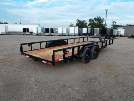 New 2027 J&C Trailers 83x20 Utility Trailer / Lowboy Trailer / 5ft Slide Out Ramps / Electric Brakes / 2" Bulldog Coupler / Heavy Duty Pipetop