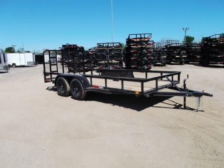 New 2027 J&C Trailers 83x16 Tandem Utility Trailer / Lowboy Trailer / 4ft Ramp Gate / 2  Bulldog Coupler