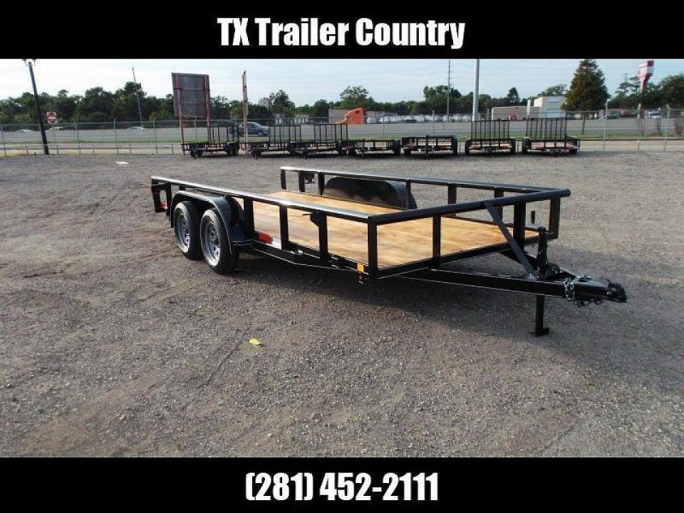 New 2027 J&C Trailers 83x16 Utility Trailer / Lowboy Trailer / 5ft Slide Out Stow Away Ramps / Heavy Duty Pipetop / Electric Brakes / 2" Bulldog Coupler