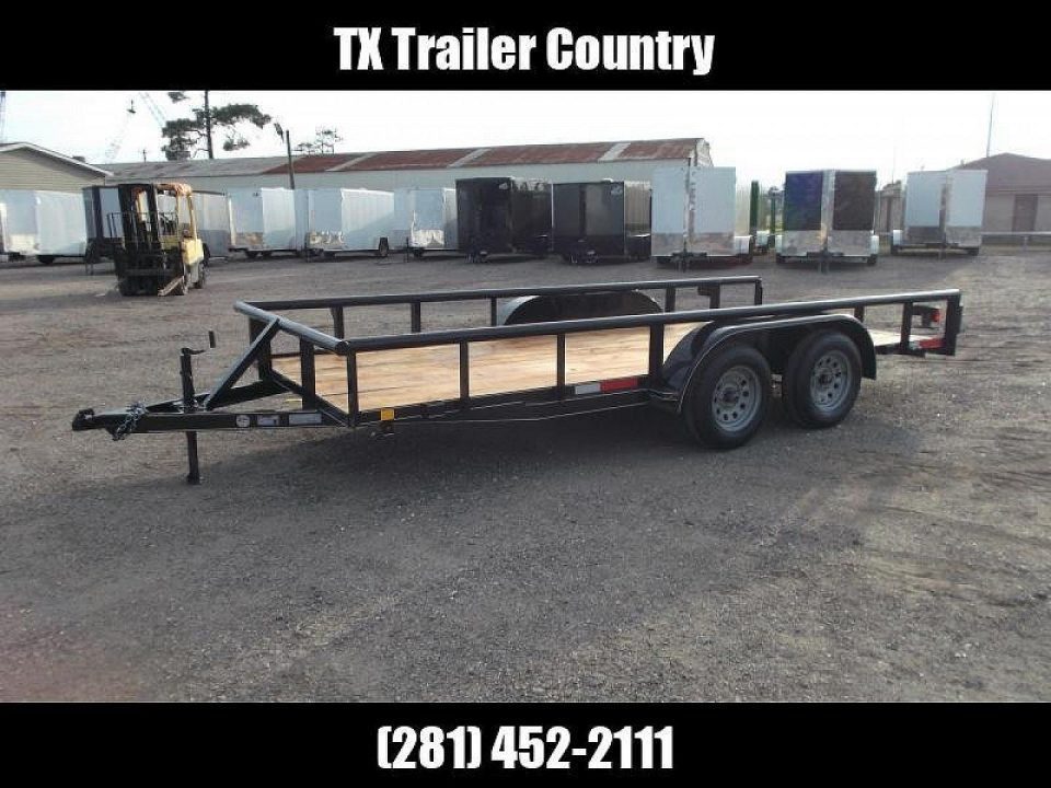 New 2027 J&C Trailers 83x16 Utility Trailer / Lowboy Trailer / 5ft Slide Out Stow Away Ramps / Heavy Duty Pipetop / Electric Brakes / 2" Bulldog Coupler