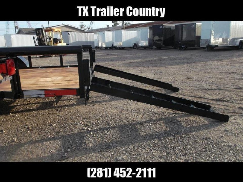 New 2027 J&C Trailers 83x16 Utility Trailer / Lowboy Trailer / 5ft Slide Out Stow Away Ramps / Heavy Duty Pipetop / Electric Brakes / 2" Bulldog Coupler