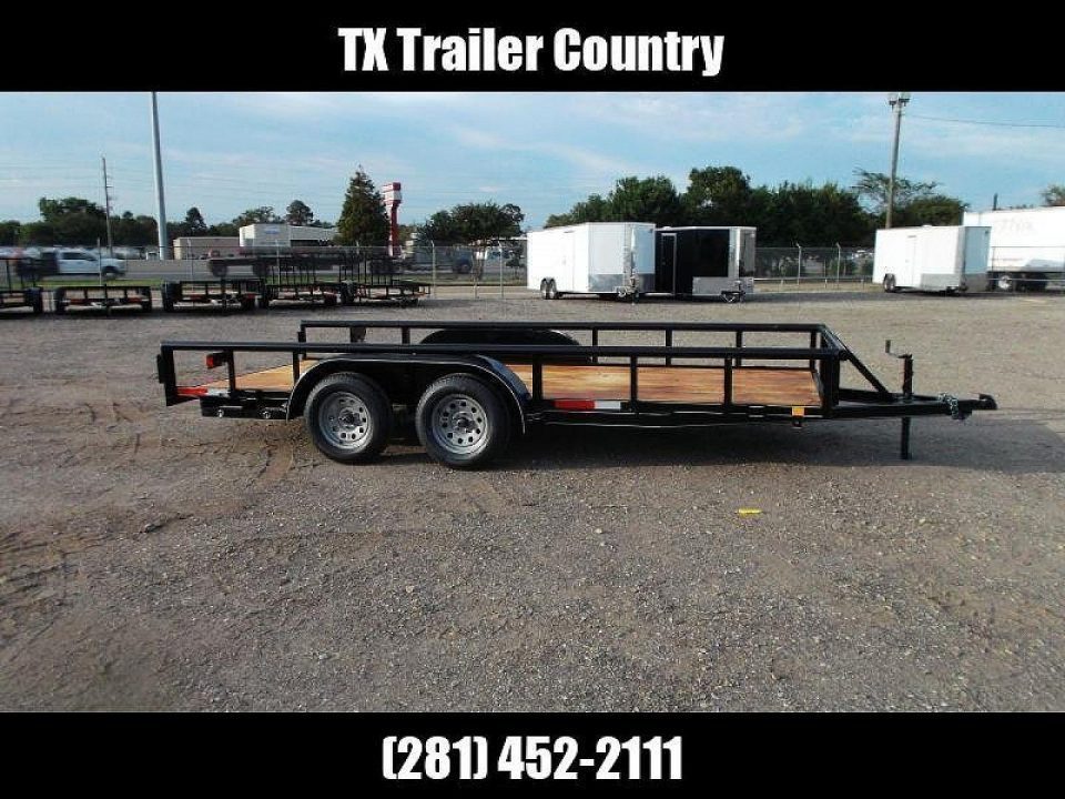 New 2027 J&C Trailers 83x16 Utility Trailer / Lowboy Trailer / 5ft Slide Out Stow Away Ramps / Heavy Duty Pipetop / Electric Brakes / 2" Bulldog Coupler