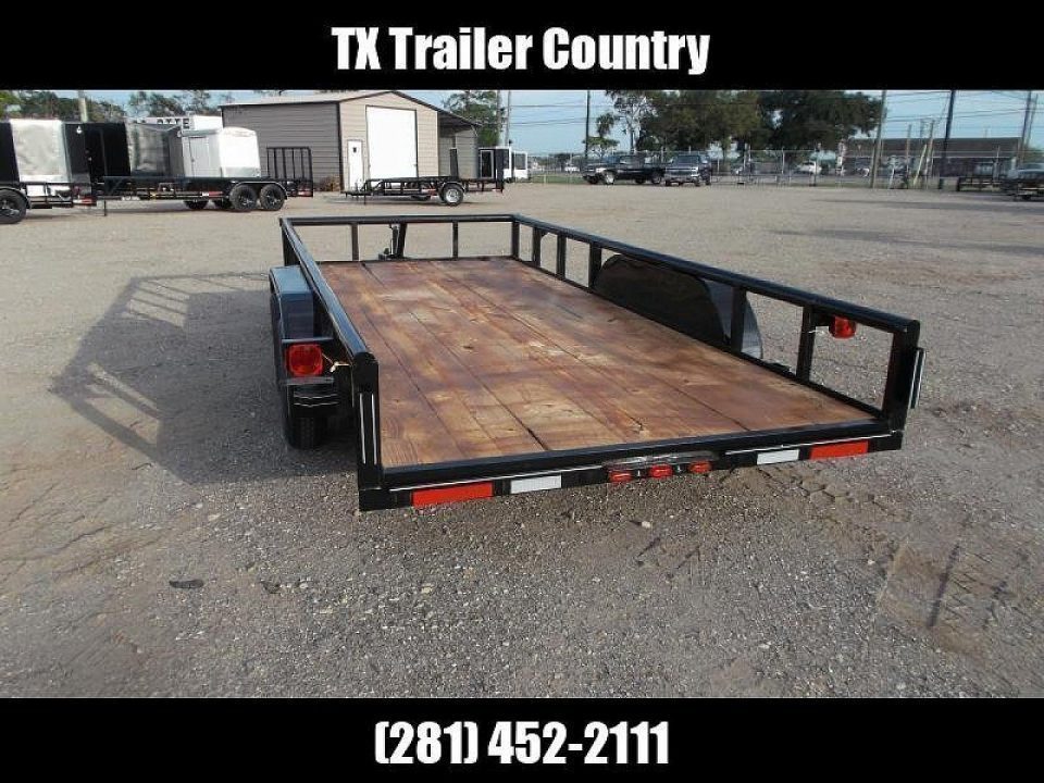 New 2027 J&C Trailers 83x16 Utility Trailer / Lowboy Trailer / 5ft Slide Out Stow Away Ramps / Heavy Duty Pipetop / Electric Brakes / 2" Bulldog Coupler