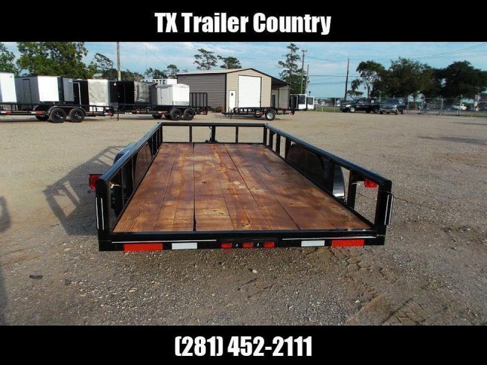 New 2027 J&C Trailers 83x16 Utility Trailer / Lowboy Trailer / 5ft Slide Out Stow Away Ramps / Heavy Duty Pipetop / Electric Brakes / 2" Bulldog Coupler
