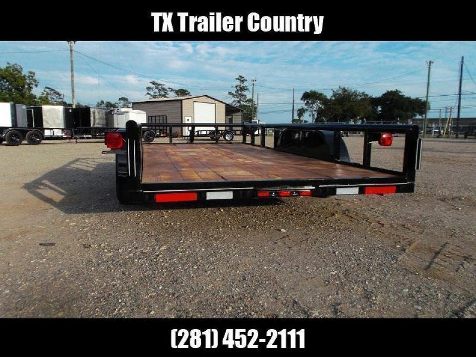 New 2027 J&C Trailers 83x16 Utility Trailer / Lowboy Trailer / 5ft Slide Out Stow Away Ramps / Heavy Duty Pipetop / Electric Brakes / 2" Bulldog Coupler