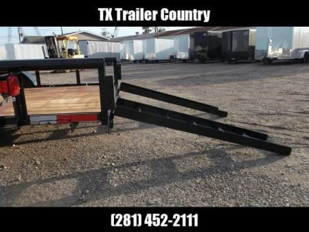 New 2027 J&C Trailers 83x16 Utility Trailer / Lowboy Trailer / 5ft Slide Out Stow Away Ramps / Heavy Duty Pipetop / Electric Brakes / 2" Bulldog Coupler