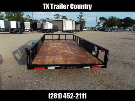 New 2027 J&C Trailers 83x16 Utility Trailer / Lowboy Trailer / 5ft Slide Out Stow Away Ramps / Heavy Duty Pipetop / Electric Brakes / 2" Bulldog Coupler