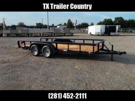 New 2027 J&C Trailers 83x16 Utility Trailer / Lowboy Trailer / 5ft Slide Out Stow Away Ramps / Heavy Duty Pipetop / Electric Brakes / 2  Bulldog Coupler