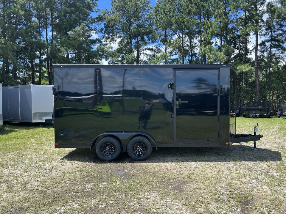 New 2027 Covered Wagon 7x16 Cargo / Enclosed Trailer, 84" Int Ht, .080 Polycore, Black-Out
