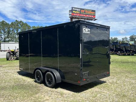New 2027 Covered Wagon 7x16 Cargo / Enclosed Trailer, 84" Int Ht, .080 Polycore, Black-Out