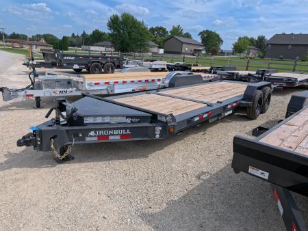 New 2027 Iron Bull 81 x 22 (16+6) TWB Tilt with 2) 8K Torsion Axles, 16 Ply Black Single Tires, & Fork Holders