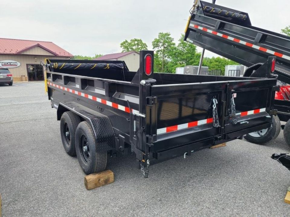 New 7 x 14 Sure-Trac HD Telescopic Dump Trailer, 14K GVWR ***w/Ramps, Combo Gate, Tarp Kit & Battery Charge
