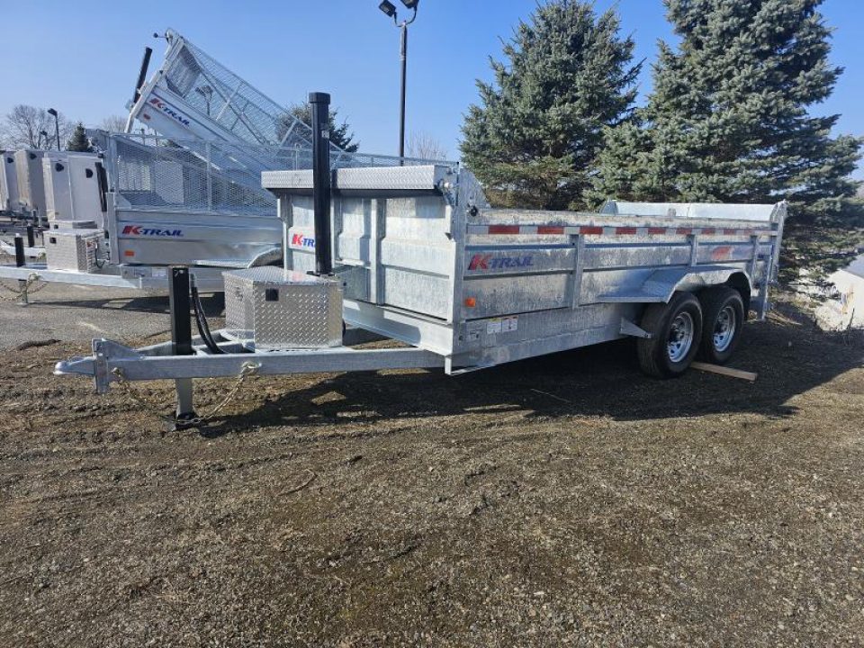 New 2025 K-Trail 82"X16 14K Galvanized Dump Trailer w/ Ramps, Tarp and Spare Tire