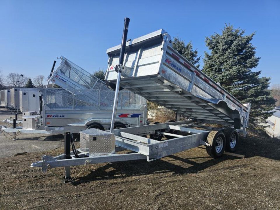 New 2025 K-Trail 82"X16 14K Galvanized Dump Trailer w/ Ramps, Tarp and Spare Tire