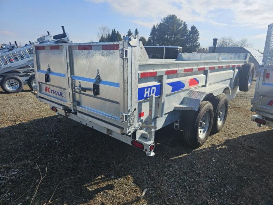 New 2025 K-Trail 82"X16 14K Galvanized Dump Trailer w/ Ramps, Tarp and Spare Tire