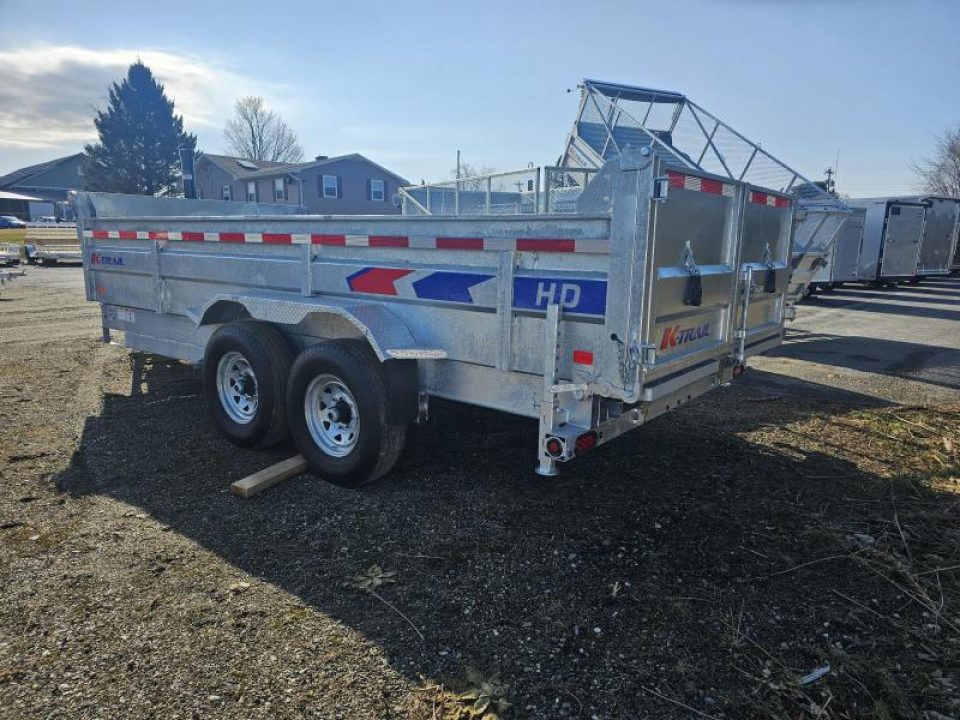 New 2025 K-Trail 82"X16 14K Galvanized Dump Trailer w/ Ramps, Tarp and Spare Tire