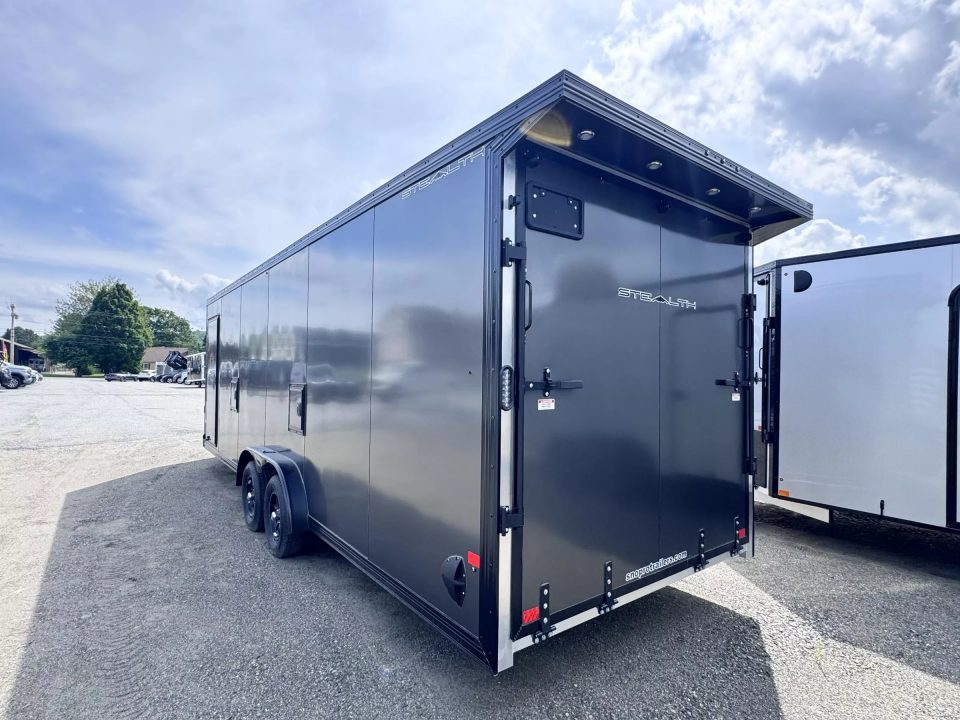 New 2025 Stealth Trailers 7.5x24 Aluminum 4-Place Enclosed Snowmobile Trailer w/Rust Free PKG, Black Out & Extra Height
