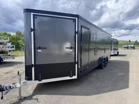 New 2025 Stealth Trailers 7.5x24 Aluminum 4-Place Enclosed Snowmobile Trailer w/Rust Free PKG, Black Out & Extra Height