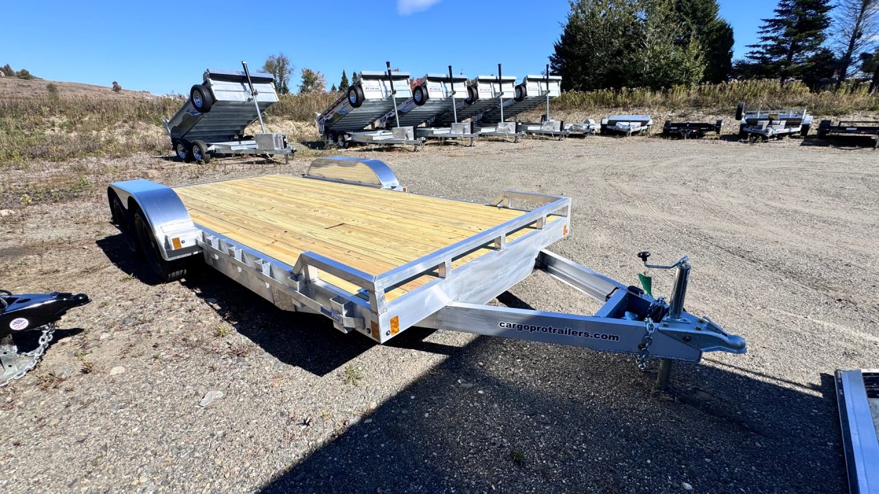 New 2026 CargoPro 8x18 Aluminum 7K Wood Deck Car Hauler w/Slide-In Ramps COCH8X18-W