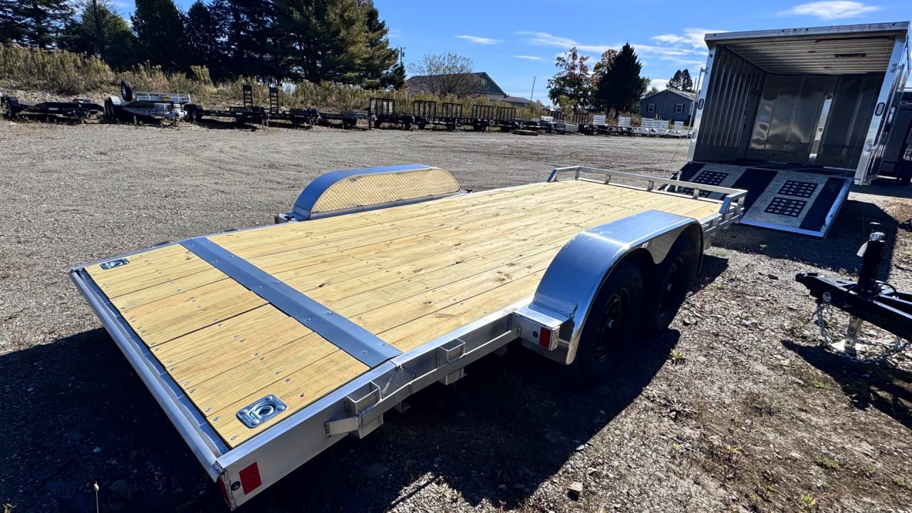 New 2026 CargoPro 8x18 Aluminum 7K Wood Deck Car Hauler w/Slide-In Ramps COCH8X18-W