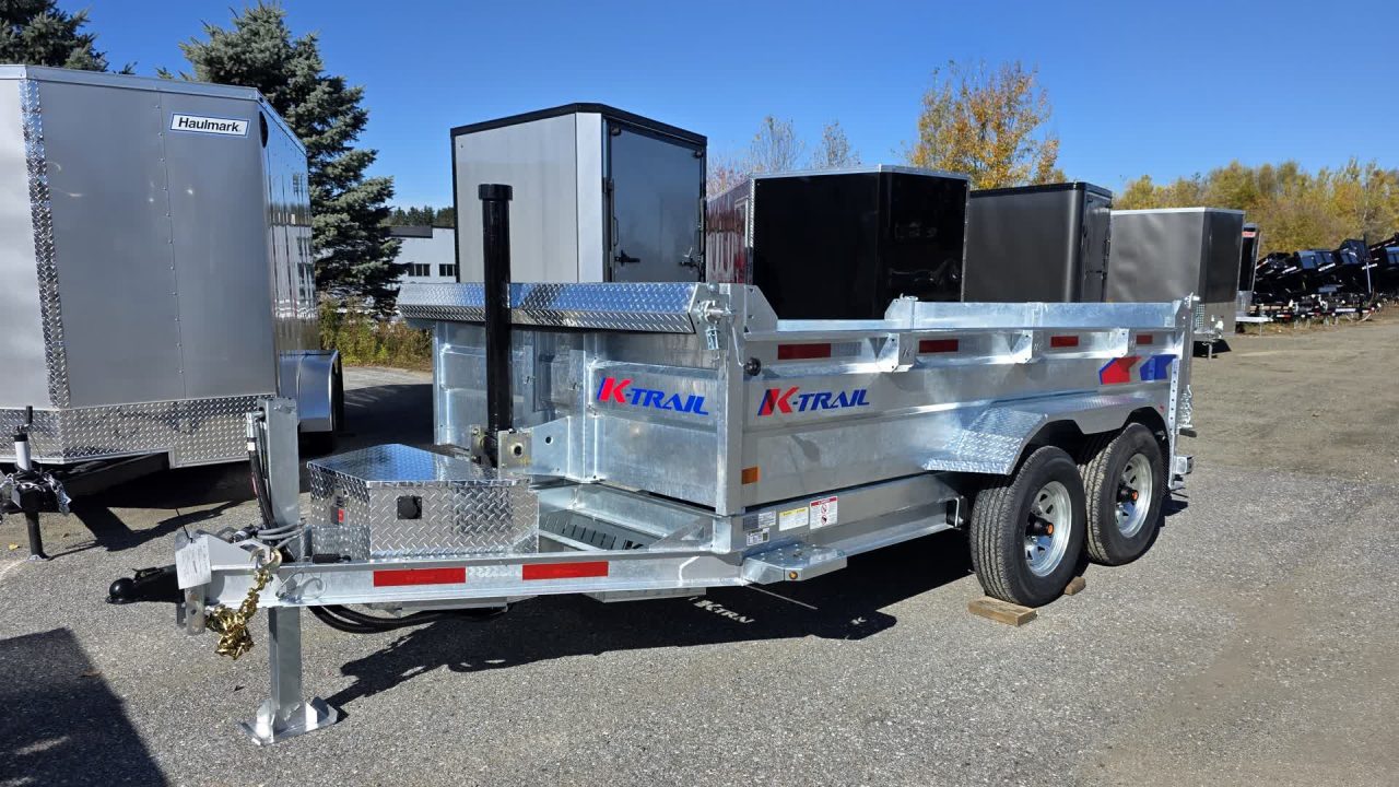 New 2026 K-Trail 6X12 RS 10K Galvanized Dump Trailer w/ Ramps, Hydro Jack, Tarp Kit, Tool Tray and Spare Tire