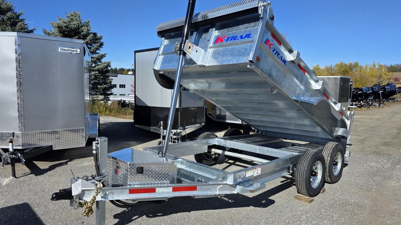 New 2026 K-Trail 6X12 RS 10K Galvanized Dump Trailer w/ Ramps, Hydro Jack, Tarp Kit, Tool Tray and Spare Tire