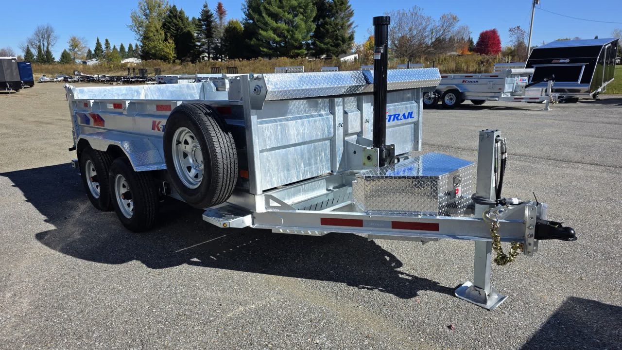 New 2026 K-Trail 6X12 RS 10K Galvanized Dump Trailer w/ Ramps, Hydro Jack, Tarp Kit, Tool Tray and Spare Tire