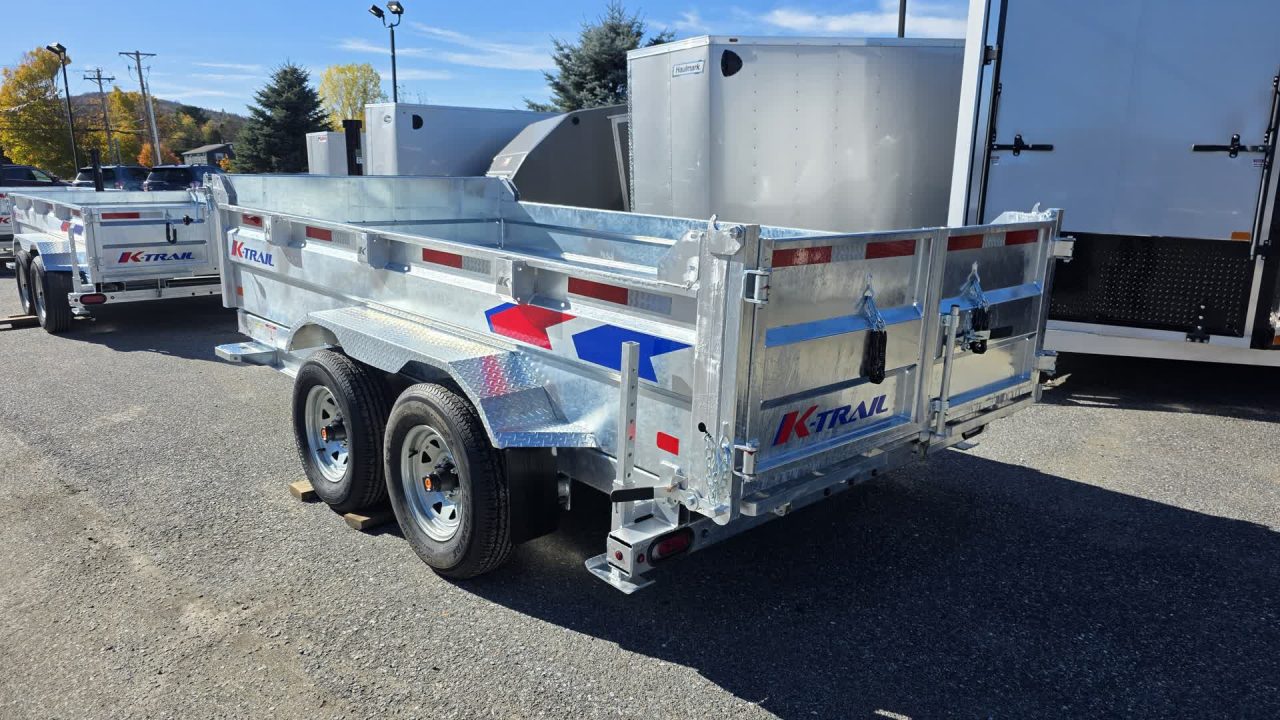 New 2026 K-Trail 6X12 RS 10K Galvanized Dump Trailer w/ Ramps, Hydro Jack, Tarp Kit, Tool Tray and Spare Tire
