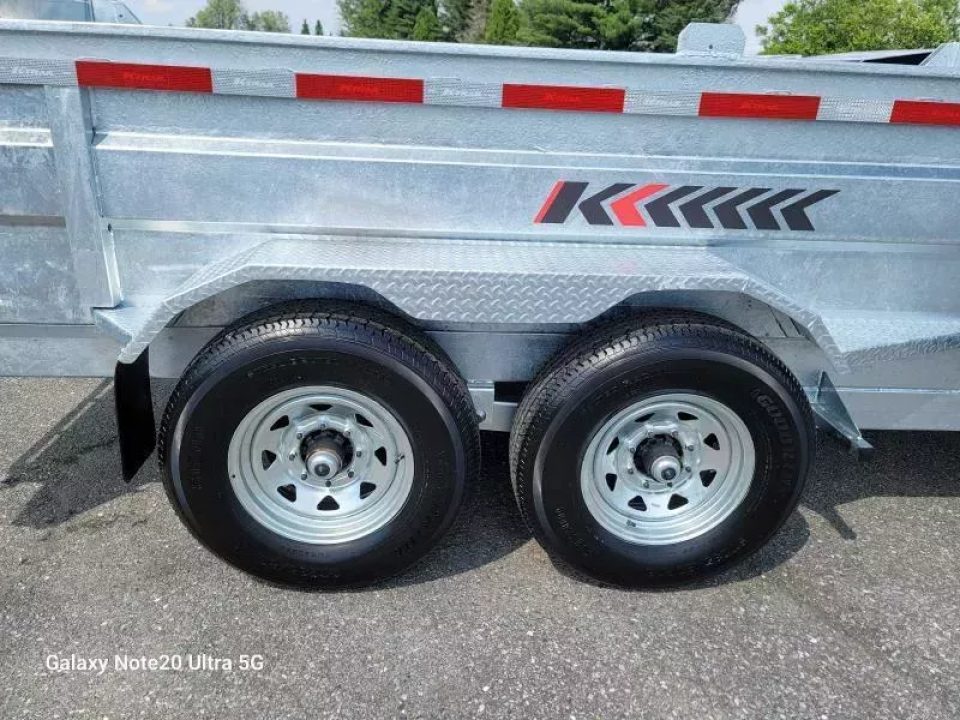 New 2026 K-Trail 82"X14 14K Galvanized Dump Trailer w/ Ramps, Tarp, Tool Tray, Spare Tire