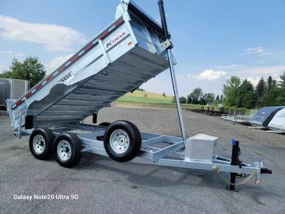 New 2026 K-Trail 82"X14 14K Galvanized Dump Trailer w/ Ramps, Tarp, Tool Tray, Spare Tire