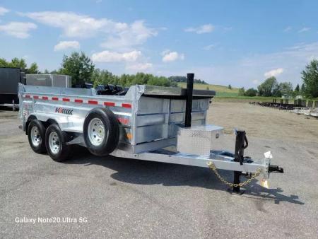 New 2026 K-Trail 82"X14 14K Galvanized Dump Trailer w/ Ramps, Tarp, Tool Tray, Spare Tire