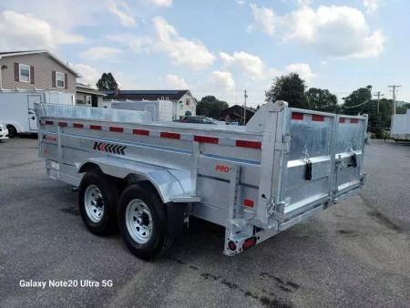 New 2026 K-Trail 82"X14 14K Galvanized Dump Trailer w/ Ramps, Tarp, Tool Tray, Spare Tire