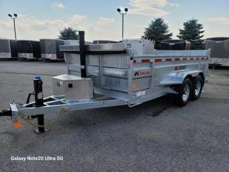 New 2026 K-Trail 82"X14 14K Galvanized Dump Trailer w/ Ramps, Tarp, Tool Tray, Spare Tire