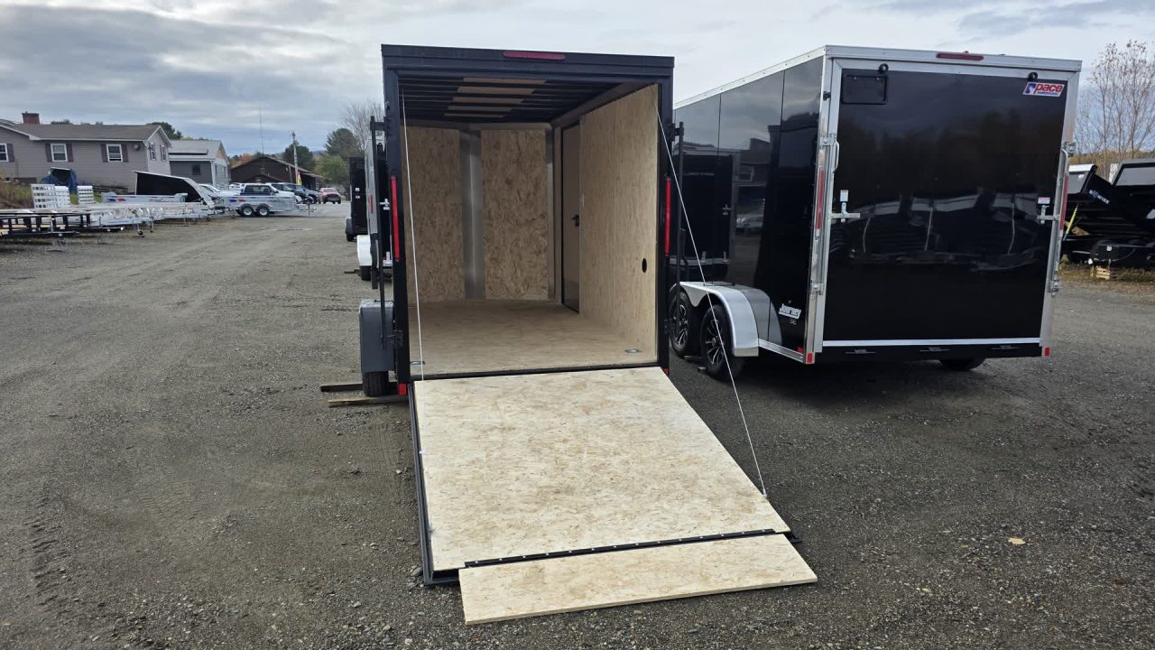 New 2026 Pace American 6x12 Outback DLX Flat Top V-Nose 3K w/ BLACK OUT, EXTRA HEIGHT, D-RING, ALLOY WHEELS & STAB JACKS