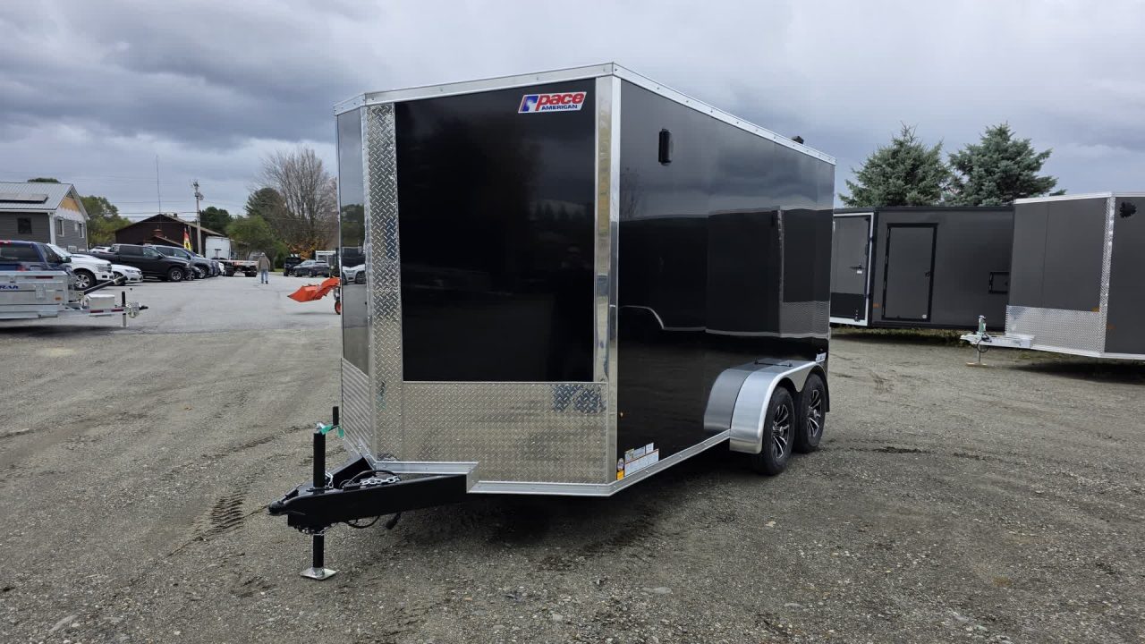 New 2026 Pace American 7 x 14 Journey SE Flat Top Sloped V-Nose 7K w/ ALLOY WHEELS & D-RINGS