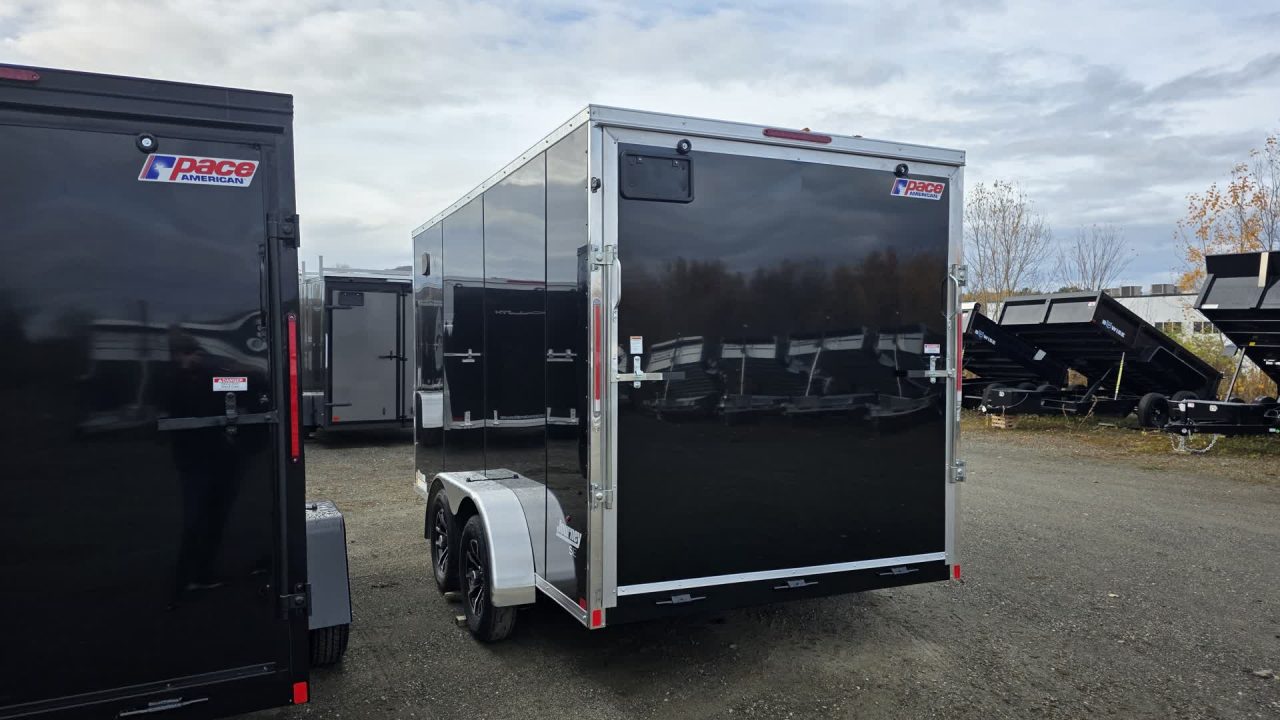 New 2026 Pace American 7 x 14 Journey SE Flat Top Sloped V-Nose 7K w/ ALLOY WHEELS & D-RINGS