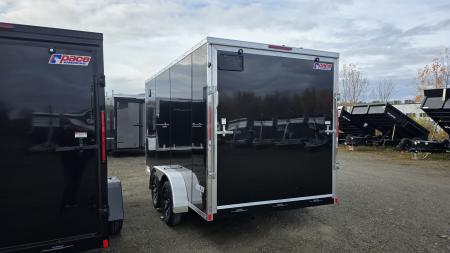 New 2026 Pace American 7 x 14 Journey SE Flat Top Sloped V-Nose 7K w/ ALLOY WHEELS & D-RINGS