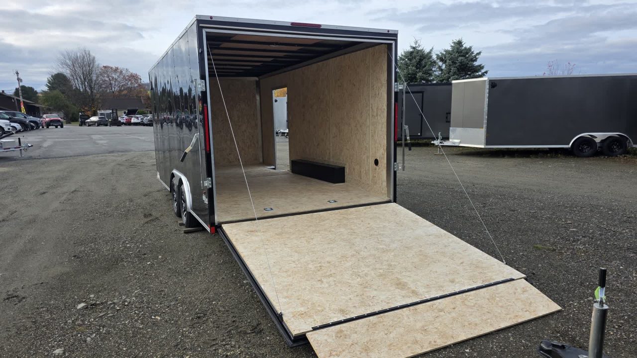 New 2026 Pace American 8.5 x 18 Outback DLX Flat Top V-Nose Car Hauler 7K w/ EXTRA HEIGHT & ALLOY WHEELS