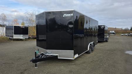 New 2026 Pace American 8.5 x 18 Outback DLX Flat Top V-Nose Car Hauler 7K w/ EXTRA HEIGHT & ALLOY WHEELS
