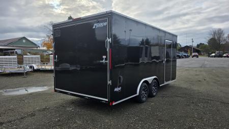 New 2026 Pace American 8.5 x 18 Outback DLX Flat Top V-Nose Car Hauler 7K w/ EXTRA HEIGHT & ALLOY WHEELS