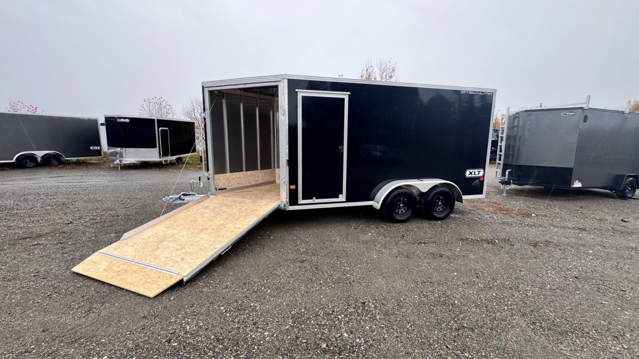 New 2026 Stealth Trailers Stealth 7x14 Aluminum 2-Place Drive-In/Out Snowmobile Trailer w/Extra Height, Recessed D-Rings & LED
