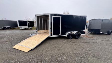 New 2026 Stealth Trailers Stealth 7x14 Aluminum 2-Place Drive-In/Out Snowmobile Trailer w/Extra Height, Recessed D-Rings & LED