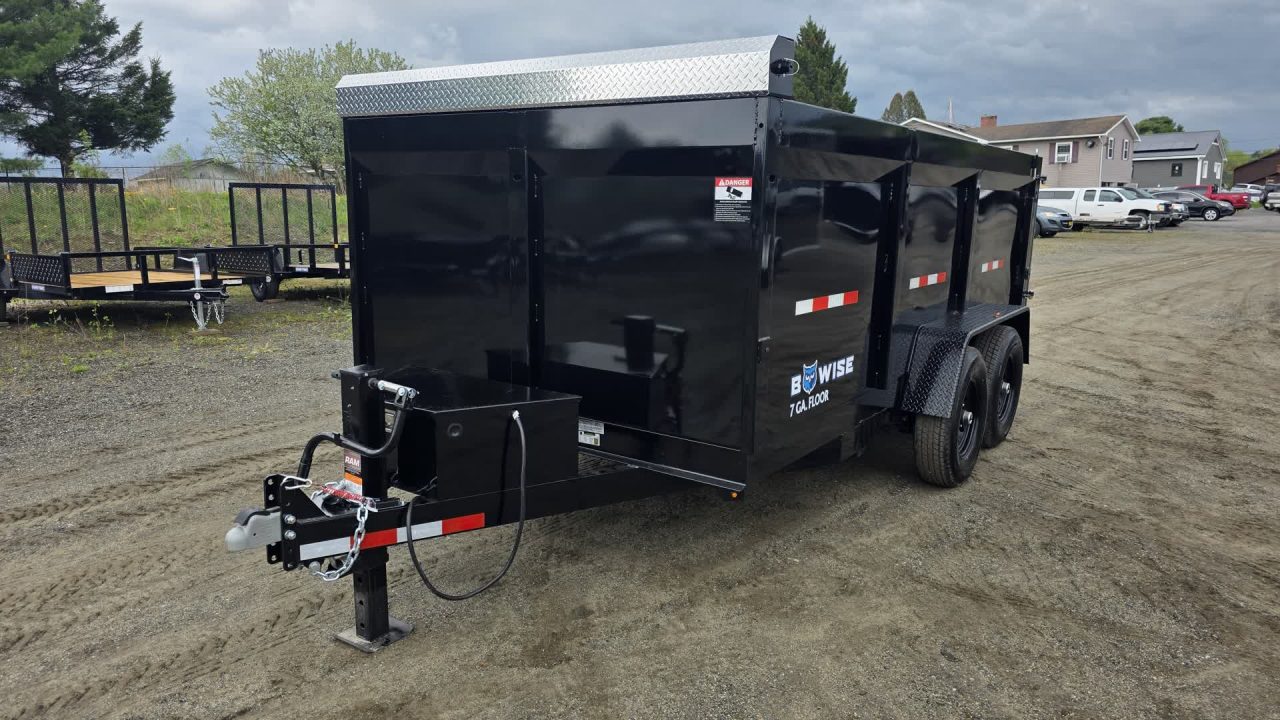 New 2027 BWise 7X14 14K DT714LP-LE-14-H HIGH SIDE DUMP w/ TARP KIT & SPARE TIRE
