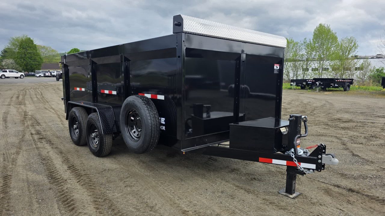 New 2027 BWise 7X14 14K DT714LP-LE-14-H HIGH SIDE DUMP w/ TARP KIT & SPARE TIRE
