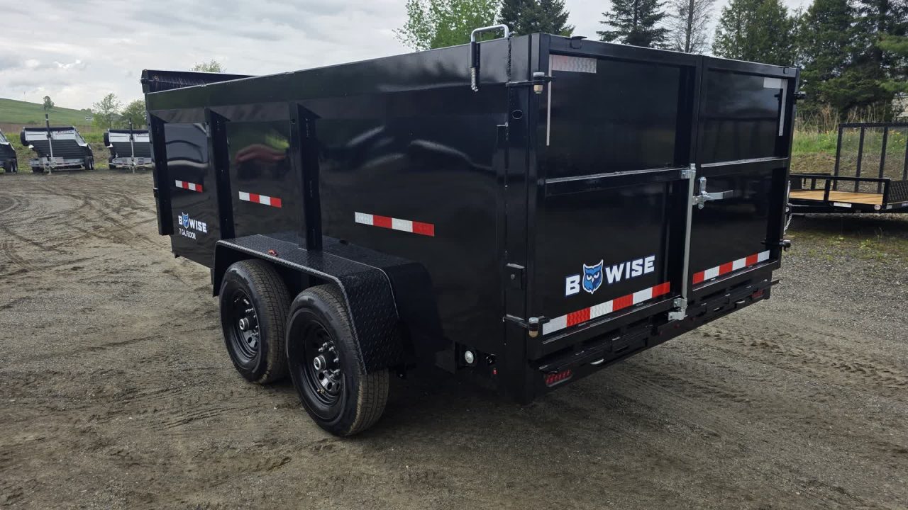 New 2027 BWise 7X14 14K DT714LP-LE-14-H HIGH SIDE DUMP w/ TARP KIT & SPARE TIRE