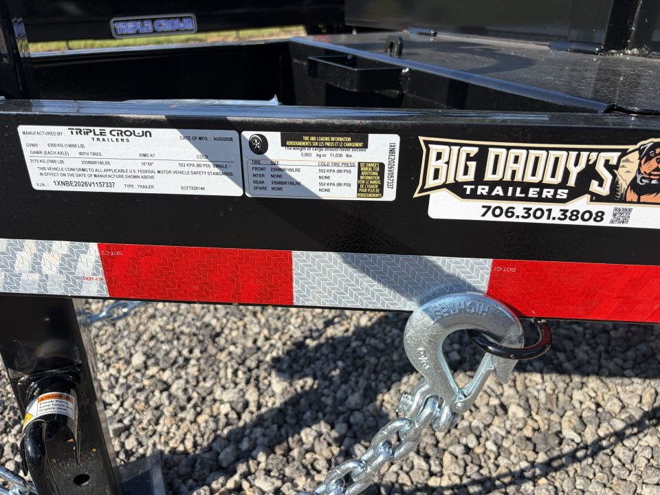 New 2027 Triple Crown 7X20 Equipment Trailer With Mega Ramps, Removable Fender, 14K GVWR