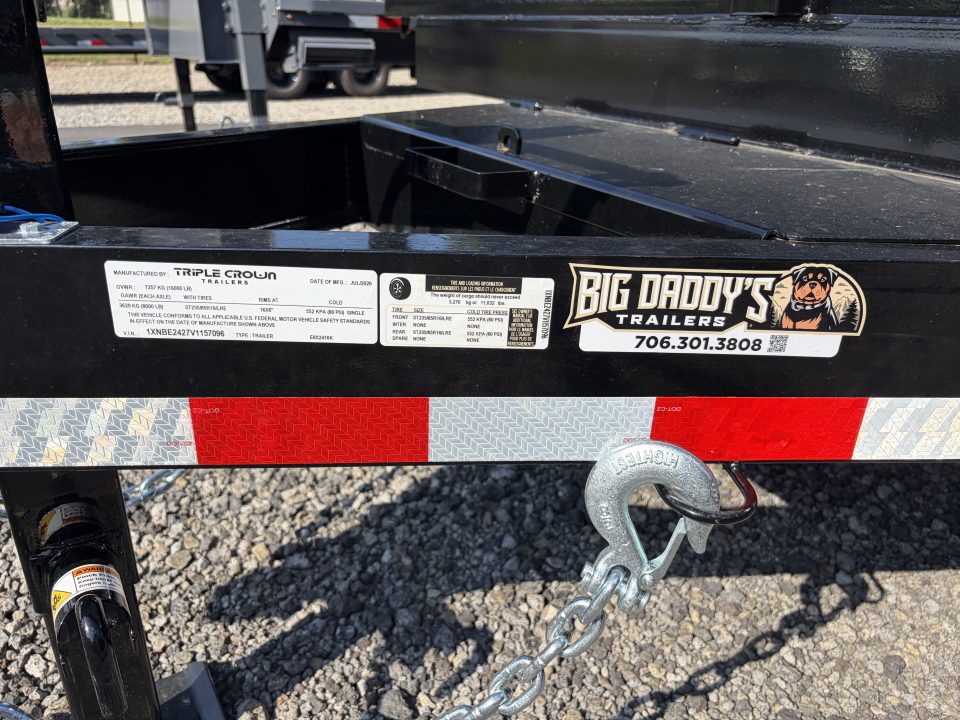 New 2027 Triple Crown 8.5x24 Heavy Duty Deckover Equipment Trailer, 16K GVWR, 6' Ramps, Powder-Coated