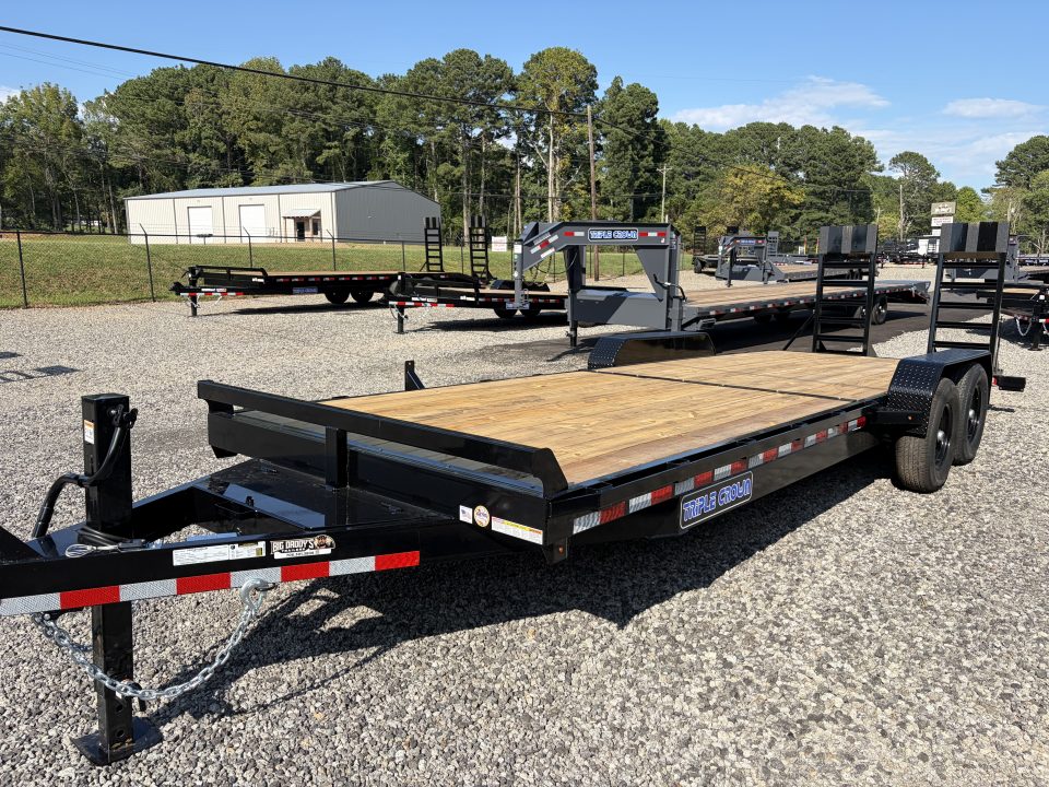 New 2027 Triple Crown 7x24 Heavy Duty Equipment Trailer, EZ Assist Swing Up Ramps, 14K GVWR